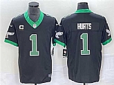Men's Philadelphia Eagles #1 Jalen Hurts Black 2023 F.U.S.E. Vapor Untouchable With C Patch Stitched Football Jersey,baseball caps,new era cap wholesale,wholesale hats